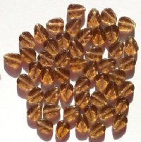 50 11x8mm Transparent Smoke Topaz Glass Leaf Beads